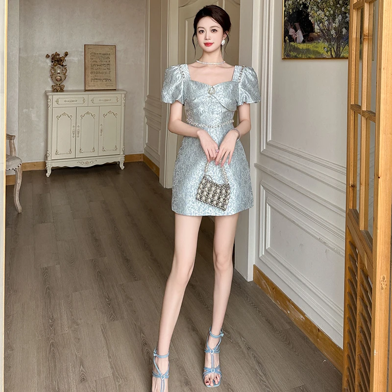 气质名媛新款时尚修身收腰高级感显瘦小个子连衣裙15041