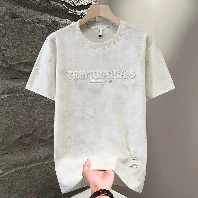 【高品质 冰棉T恤】扎染轻奢钢印原来套头短袖夏潮流宽松22109 A