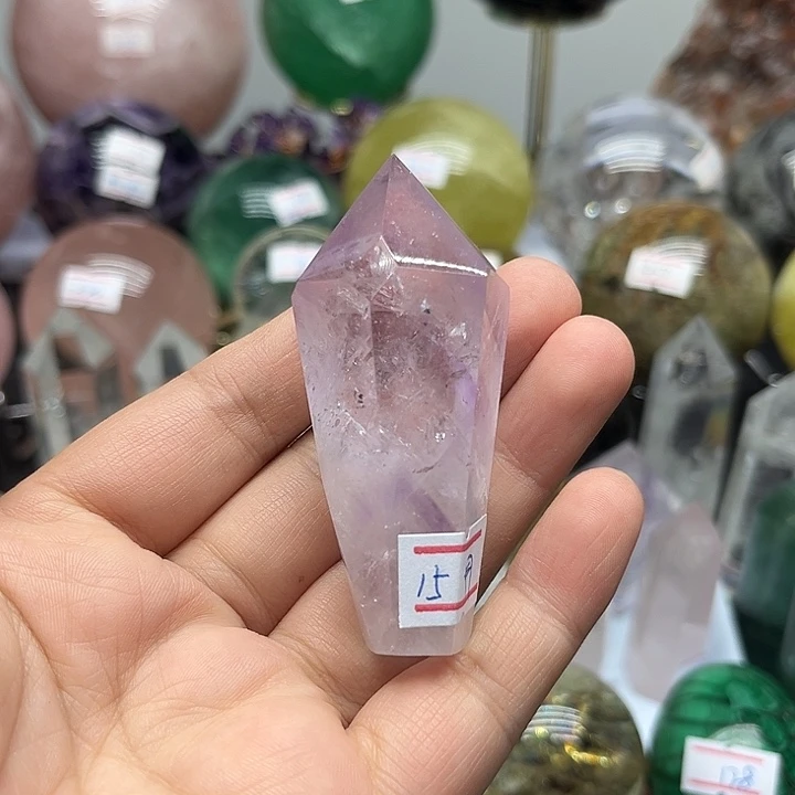 珠宝半成品水晶未镶嵌64克紫水晶柱