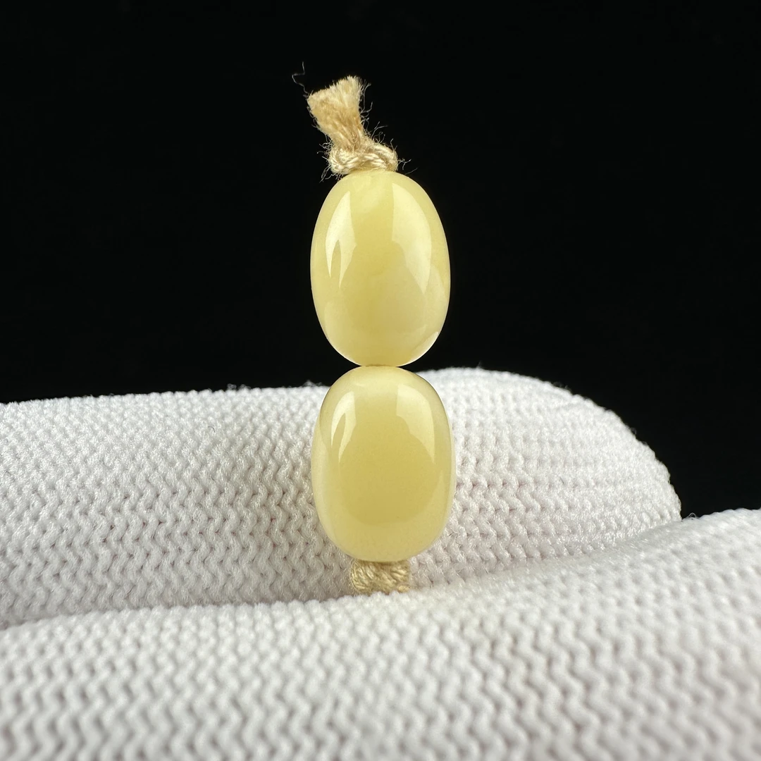 K2575天然原矿蜜蜡 对珠7.2mm支持复检假一罚十
