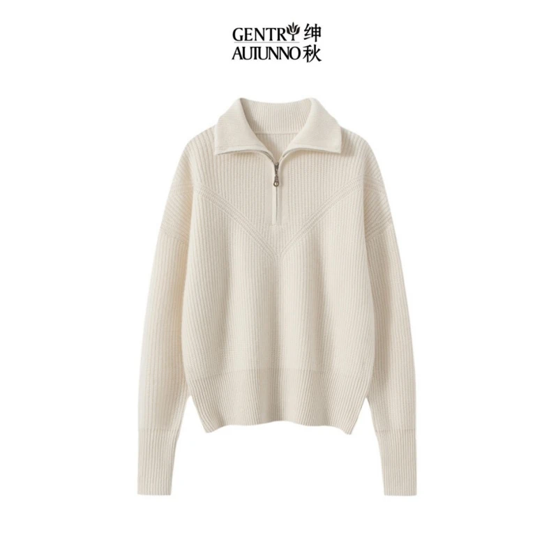 【100%纯山羊绒】小禾同款7针双股加厚半拉链加厚元宝针羊绒毛衣