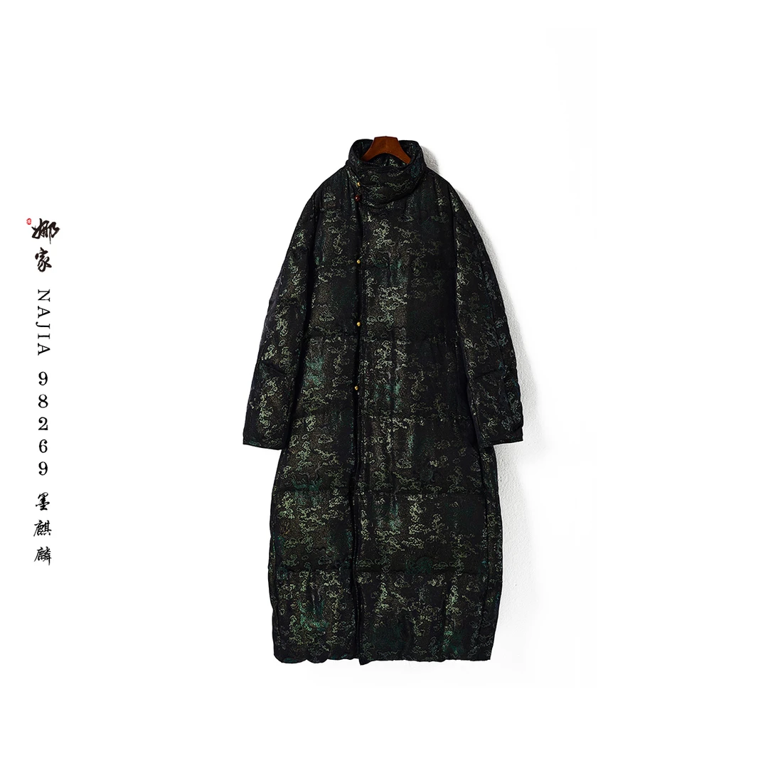 娜家·国风【金麒麟】金丝正绢鹅绒服中式冬季必备高领保暖长款过膝