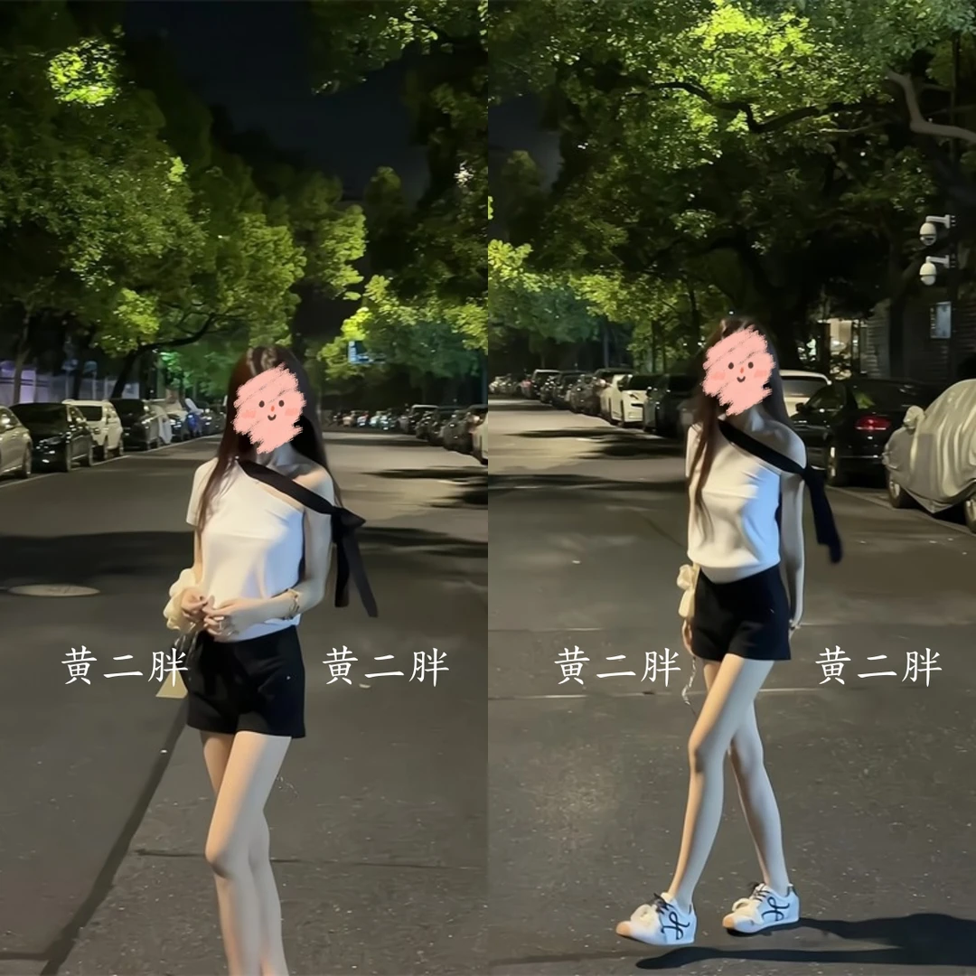 夏季撞色绑带斜肩短袖露肩上衣独特漂亮小衫外穿黑色打底热短裤