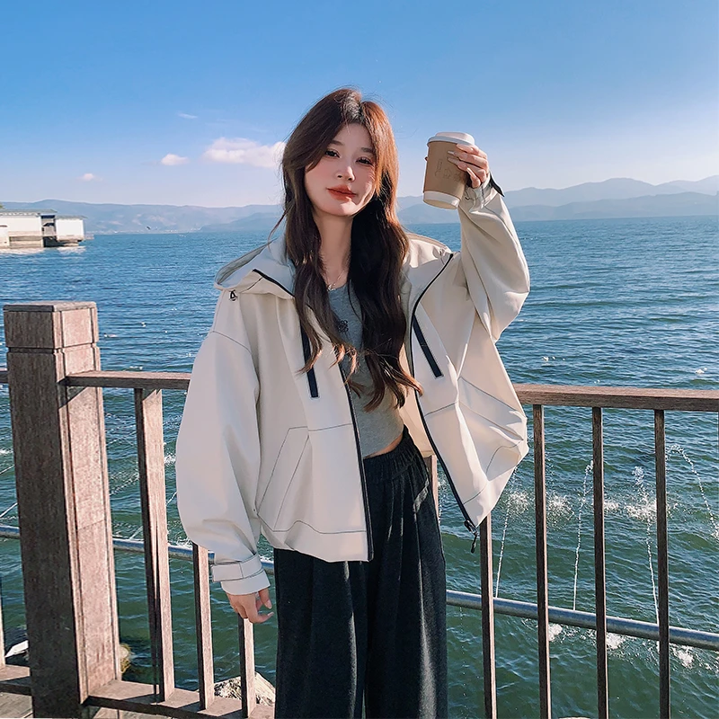 高级感美式工装风衣外套女春秋2025新款学院风流行设计感夹克上衣