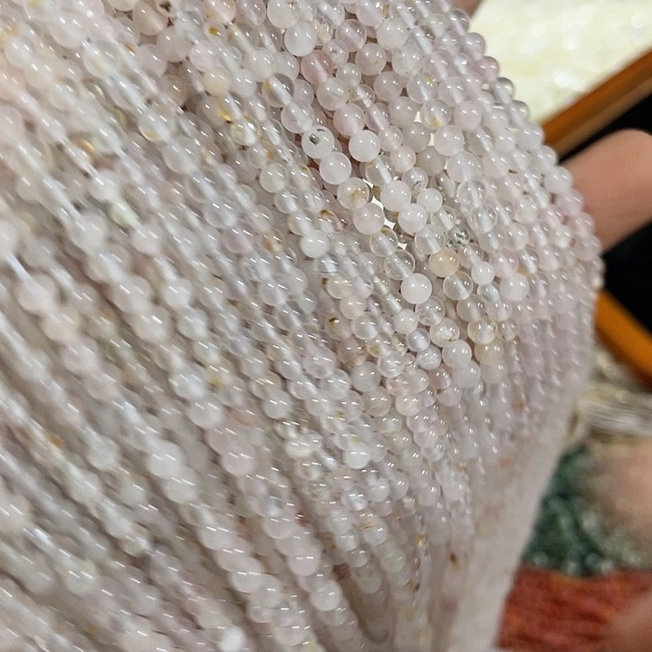 玛瑙/玉髓合金珠宝半成品3条4mm天然水晶圆珠