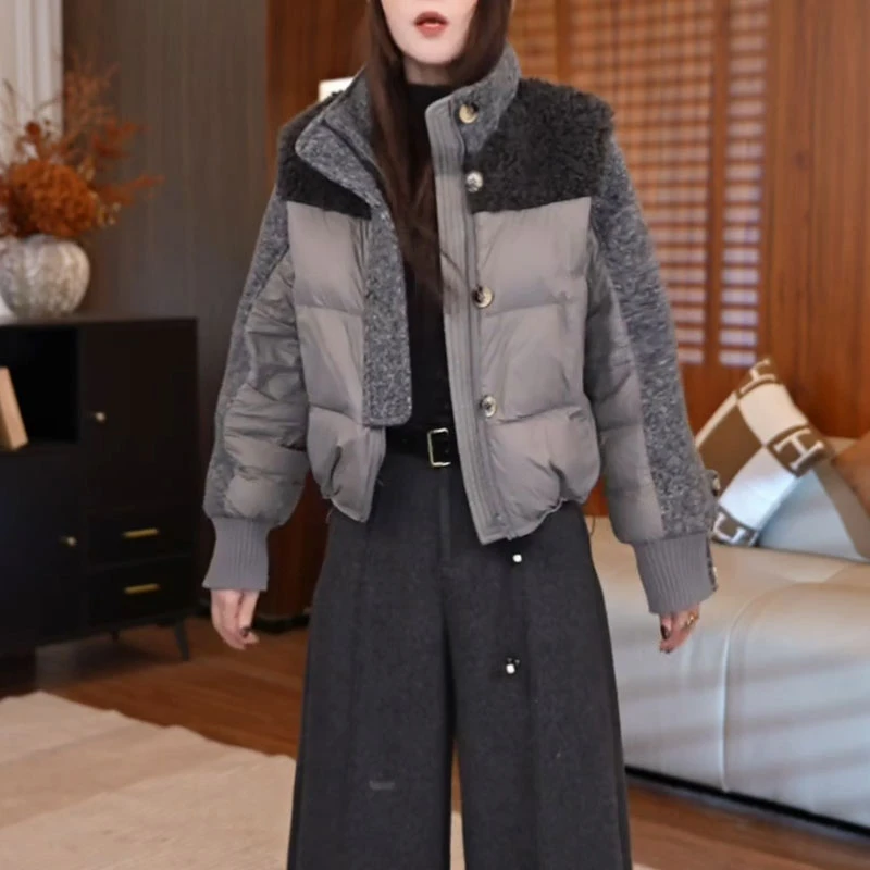 厚外套女款2025新款爆款长袖棉服女潮流小众洋气慵懒风显瘦拼色衣