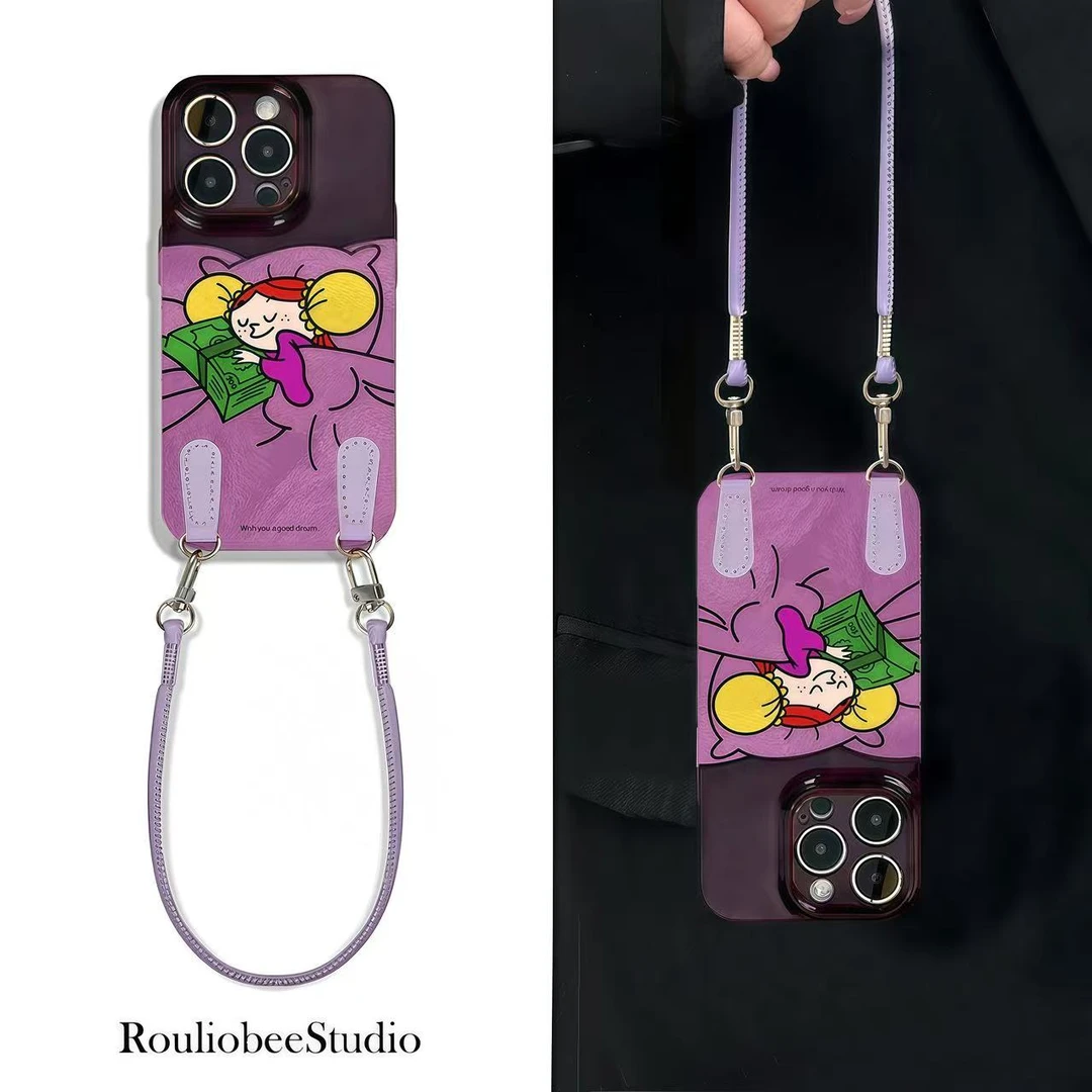 钱多多女孩挂绳适用苹果16手机壳iPhone14华为p70vivo小米15oppo