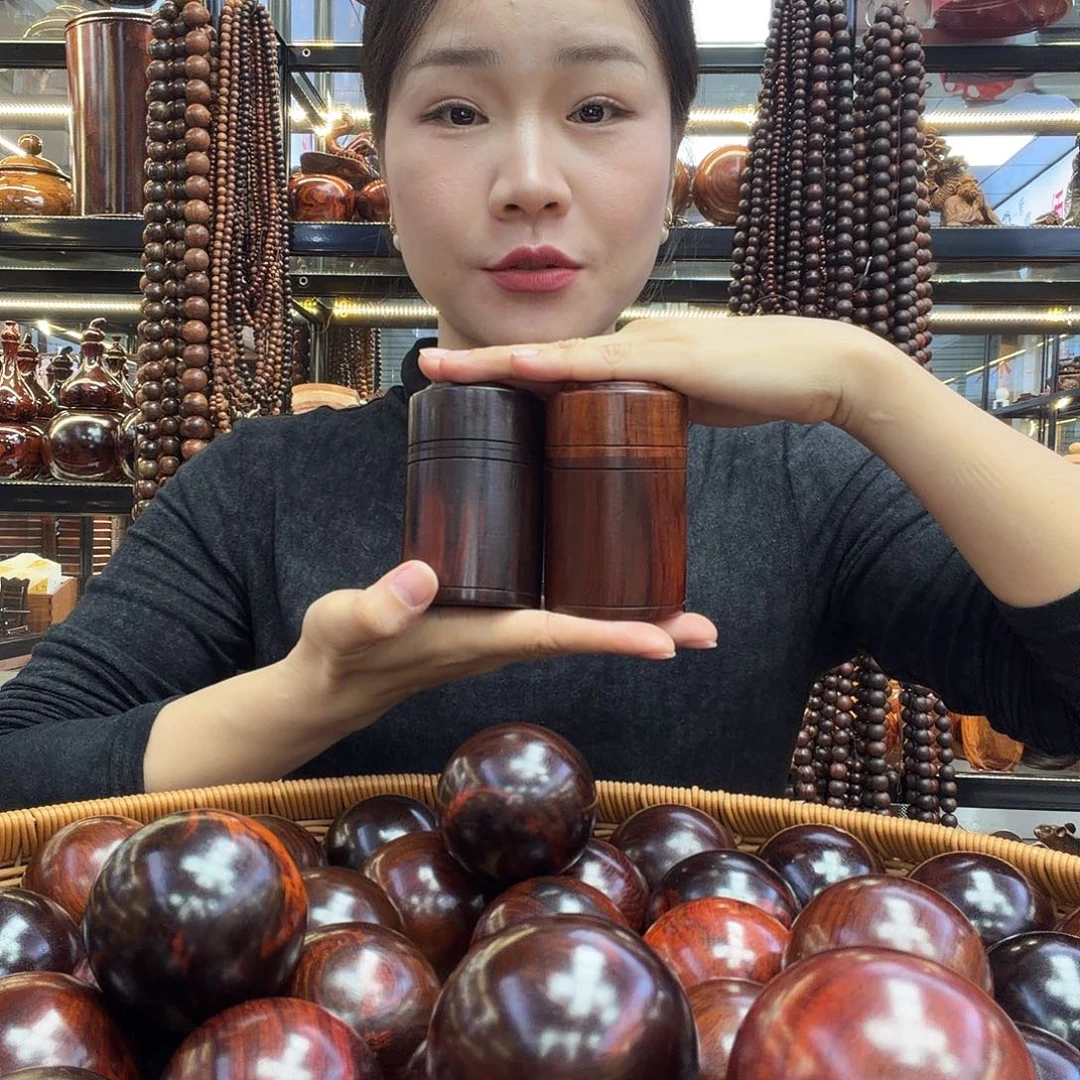 大红酸枝茶叶罐实木