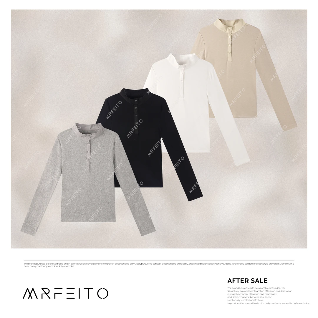 2025春季时尚半开领拼色上衣H737SY02C30944