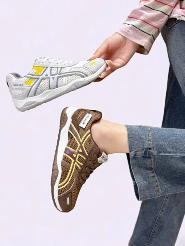 新款德训厚底透气爆款女鞋2025流行款德训鞋鞋子女款百搭平底网面