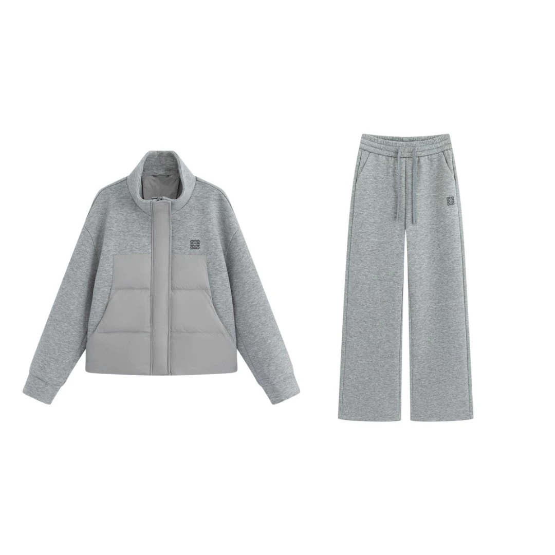 【宿慕SUMU】2025新款90大绒朵鹅绒拼接面料立领鹅绒服套装25053