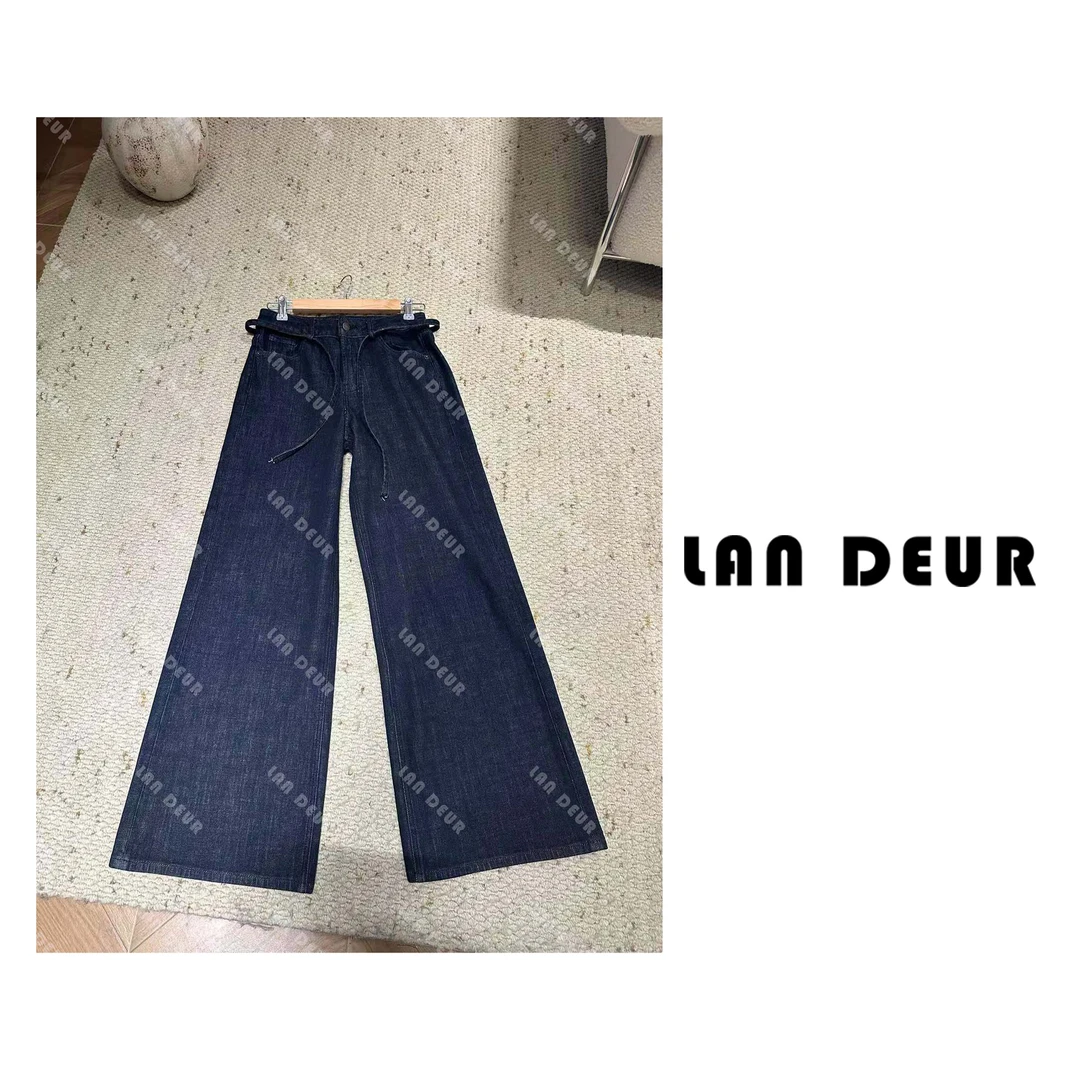 【复古年代】复古水洗靛蓝色小众时尚休闲微喇牛仔拖地裤子女