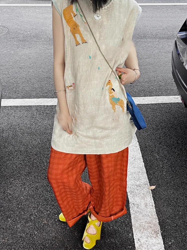 时尚洋气减龄巨显瘦遮肉套装米色背心裤子两件套大码女装微奢服装