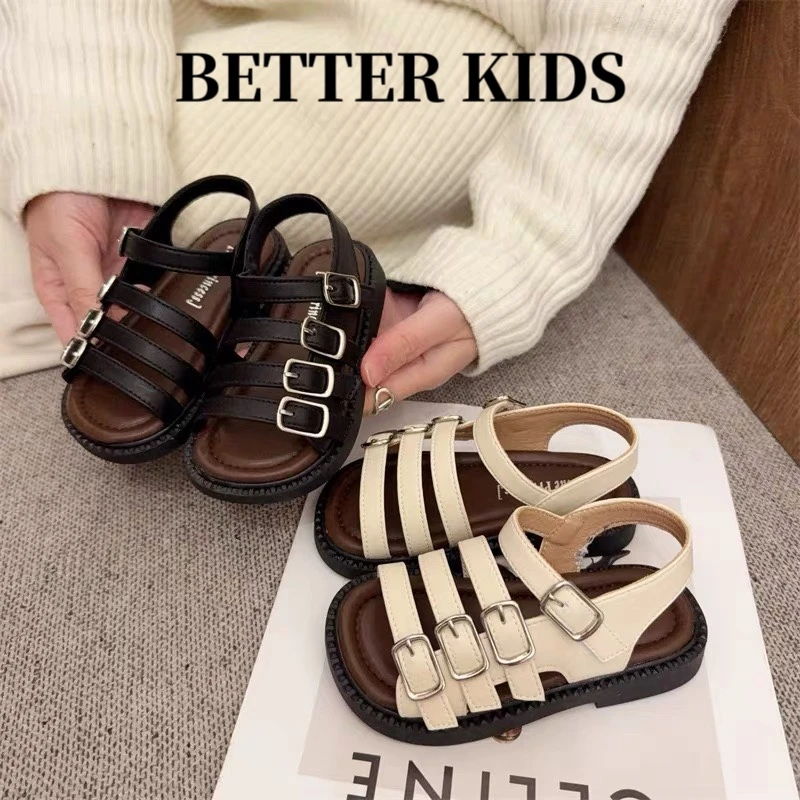 BETTER KIDS/好孩子儿童韩版凉鞋2025夏季女童编织罗马男童沙滩鞋