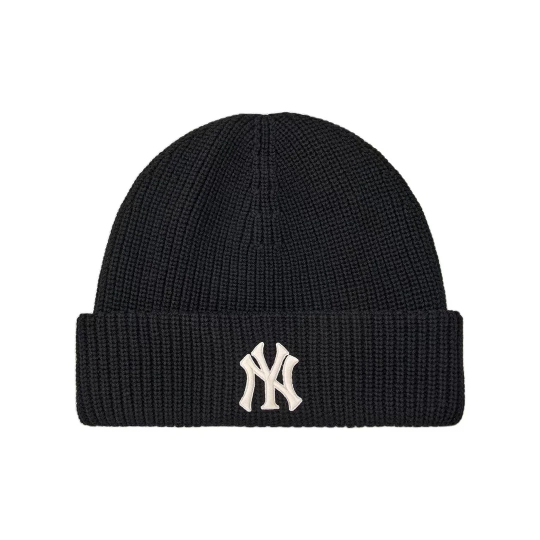 韩国正品MLB毛线帽子24新款秋冬NY针织帽男女时尚百搭LA保暖冷帽