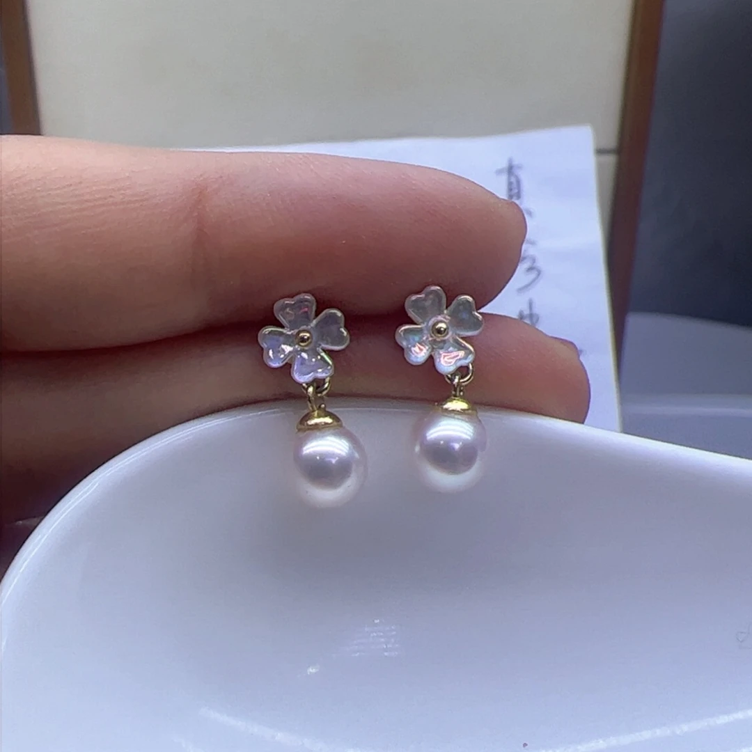 淡水珍珠耳饰银S925镶嵌