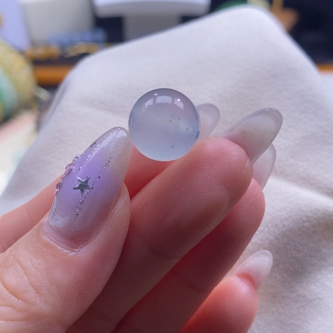翡翠未镶嵌颈饰翡翠冰飘雪花棉珠卡13.08mm