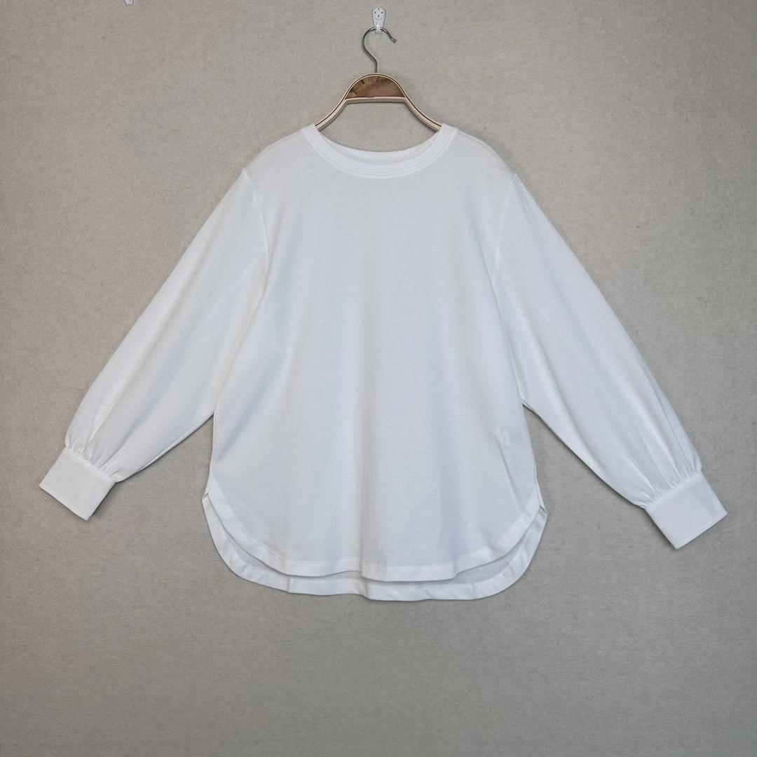 棉衬衫8835MX白时尚休闲百搭圆领宽松舒适潮流简约纯色情侣打底