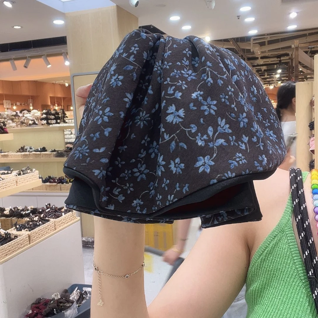 布艺非金属咖蓝碎花裙摆马尾抓