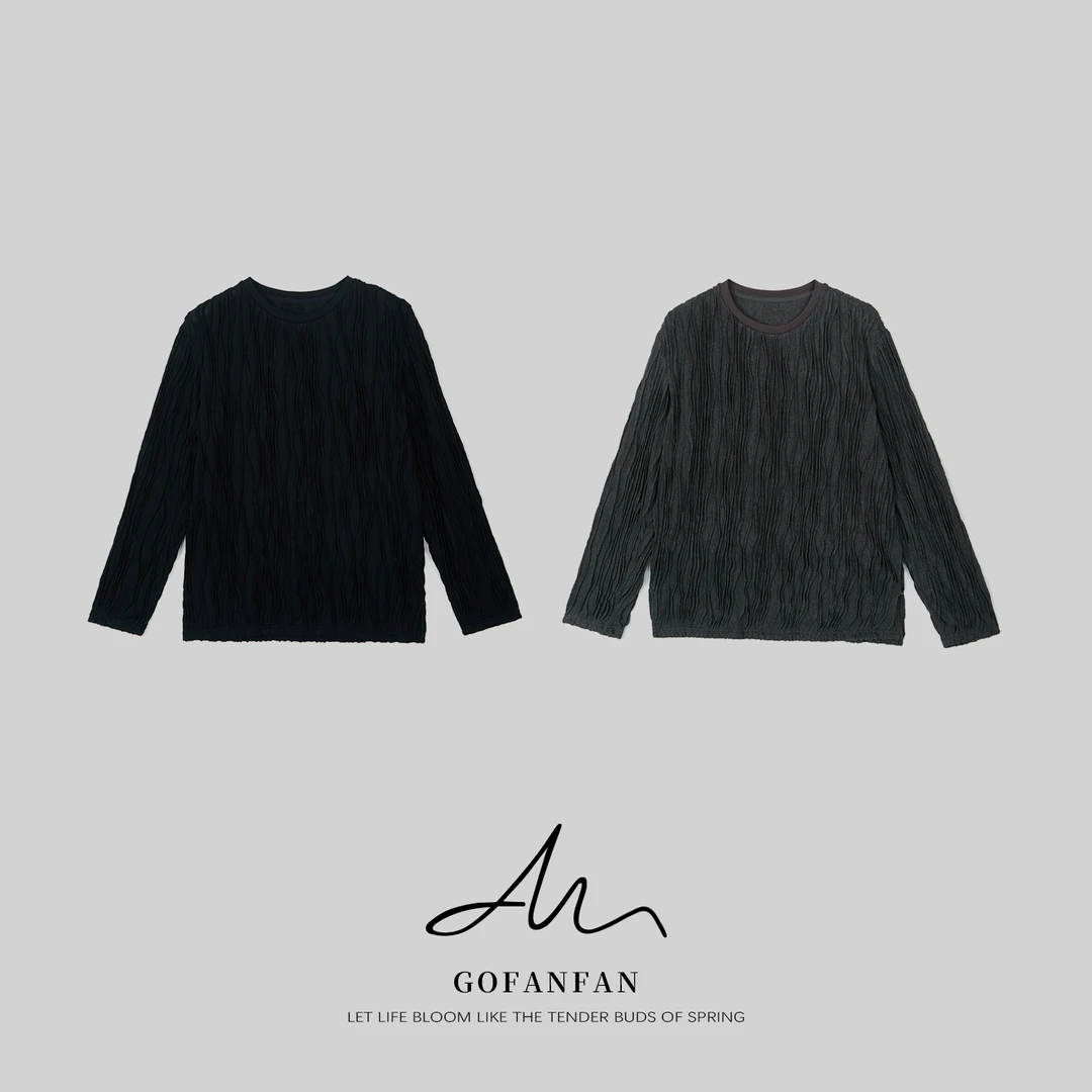 GFF STUDIO【梵光长袖T】宽松纹理质感宽松圆领高级感长袖T恤