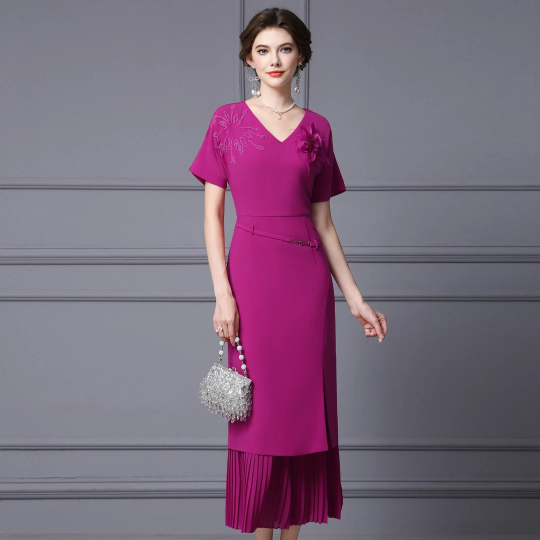 枝荔重要场合漂亮连衣裙夏女2025新款高级感优雅气质花朵长款裙子