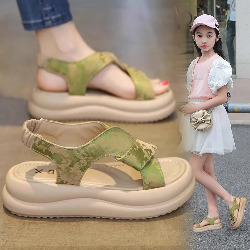 女童公主鞋仙女中大童儿童新款2025沙滩鞋软底韩版风夏季透气凉鞋