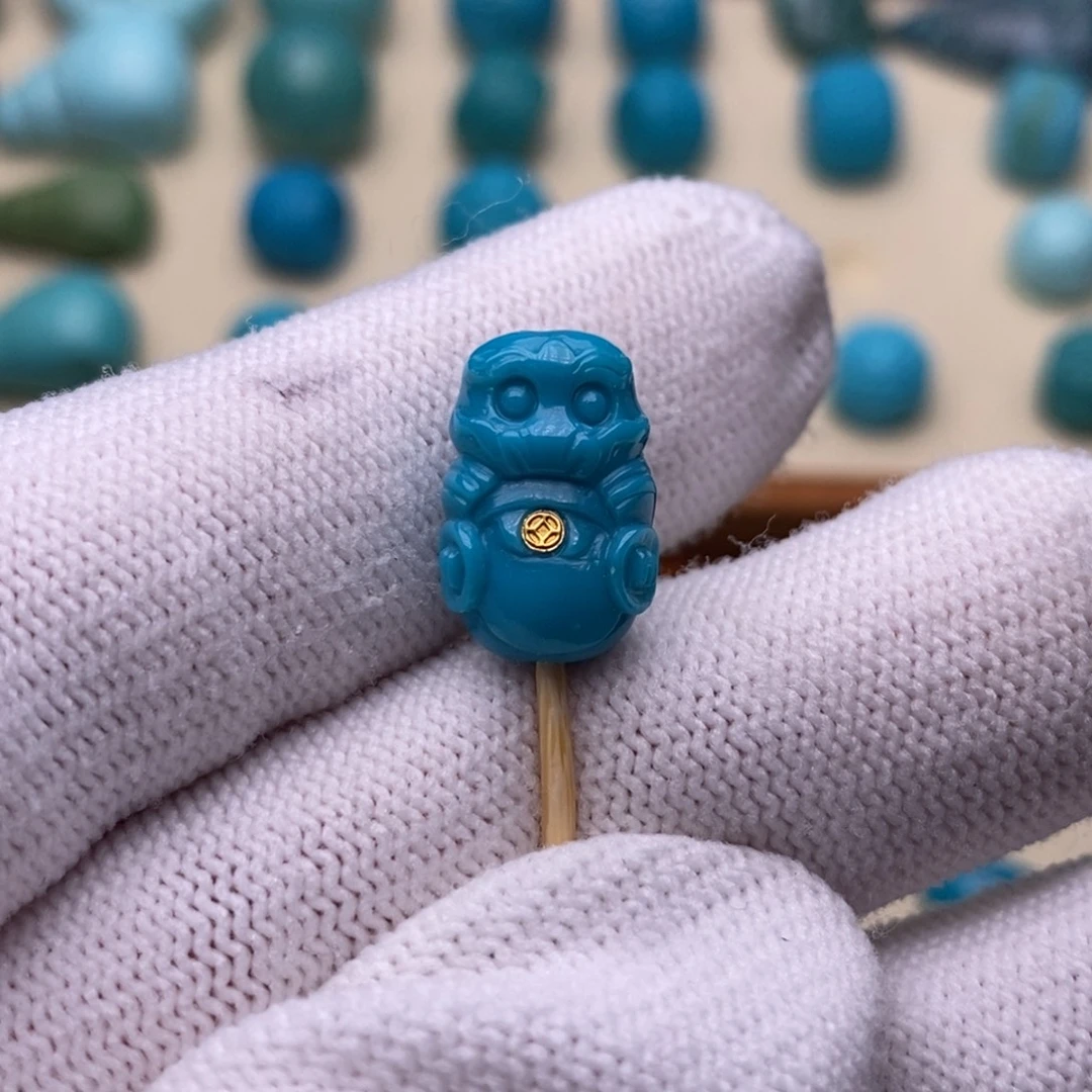 绿松石未镶嵌绿松石吞金兽15.8*10.2