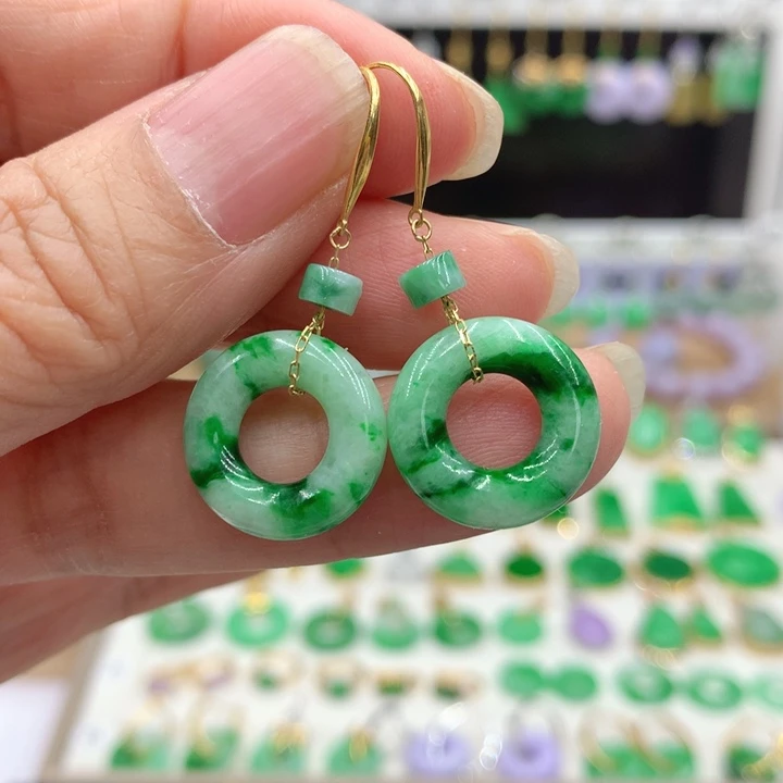 翡翠18K金镶嵌耳饰