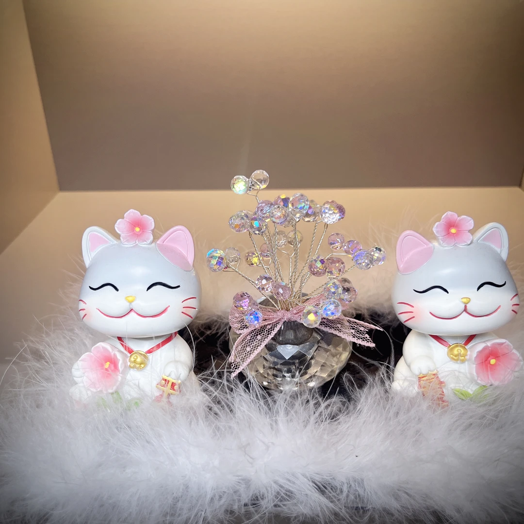 【樱花招财猫】汽车摆件ins风高级感车载中控台装饰