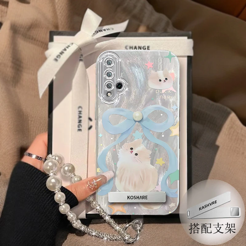 带镜头膜华为Nova5手机壳SEA-AL00羽纱蝴蝶结猫咪nova5pro女款仙