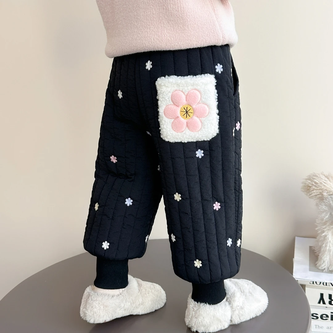 女童加绒棉裤秋冬装2025新款儿童一体绒裤子女宝宝冬季加厚休闲裤