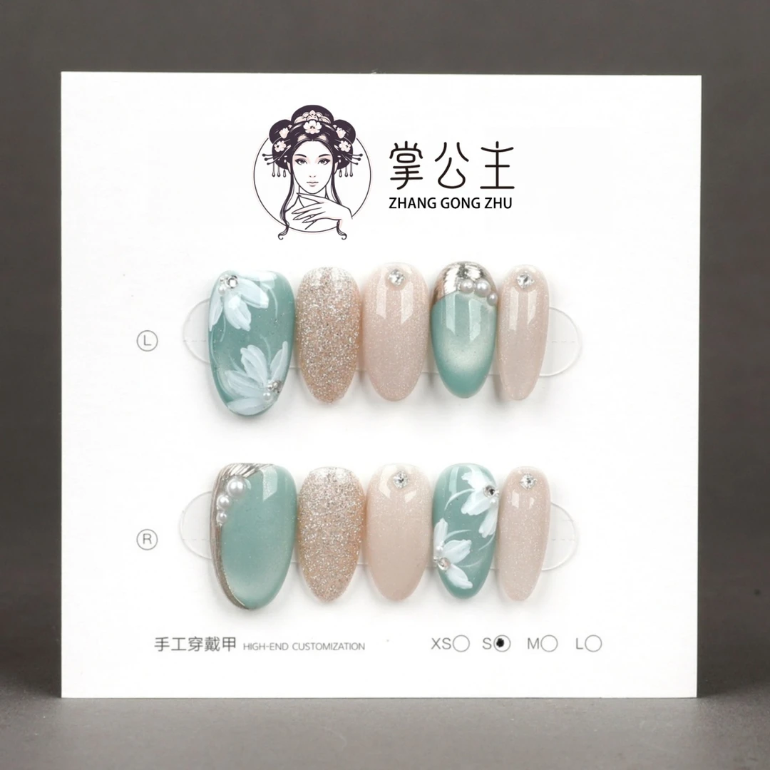 079【碧玉清D】高品纯手工穿戴甲