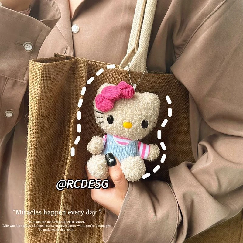 小卷毛kitty挂件包包挂饰kt猫公仔玩偶hallo hello钥匙哈喽凯蒂猫