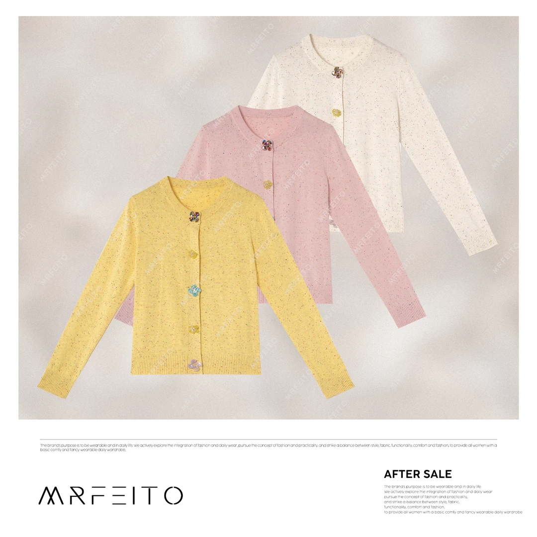 【落花飘雪】2025春季新款时尚花型扣舒适彩豆女开衫H18KS01D30772