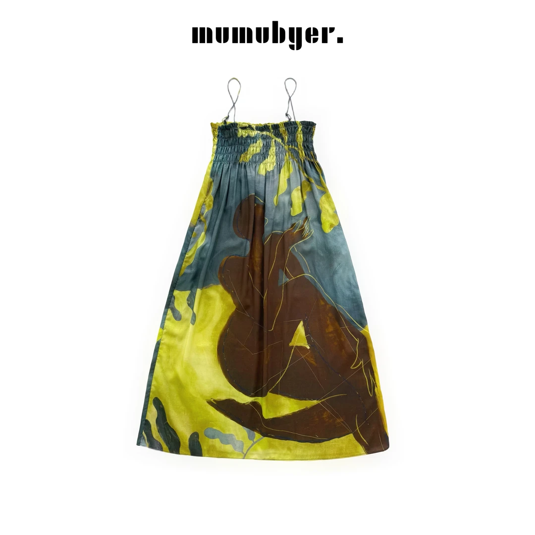 MUMUBYER •“迷人的反派”休闲波嬉风撞色印花吊带连衣裙