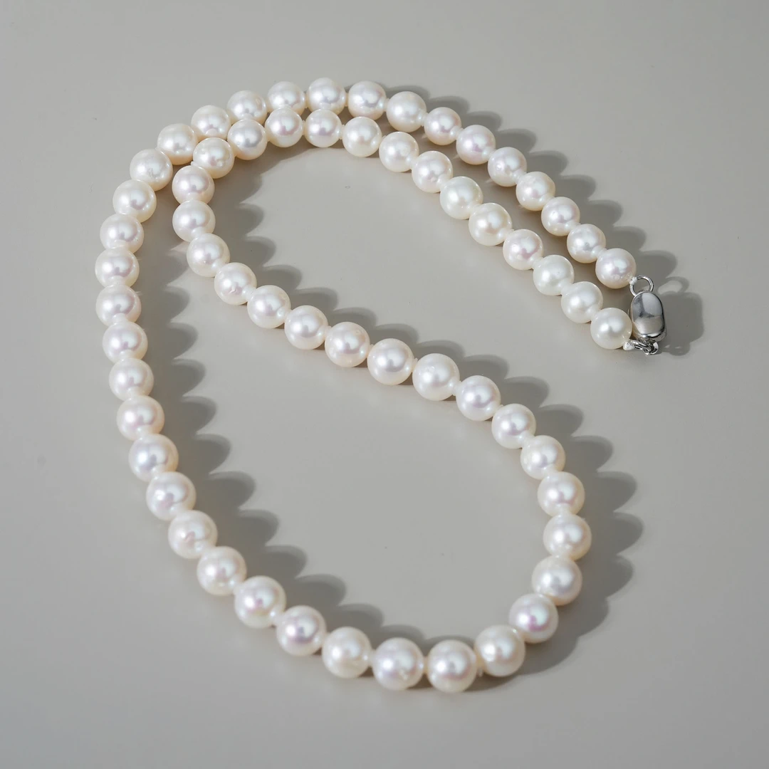 7-8mm 浮光 有核 S925银天然淡水珍珠项链45cm