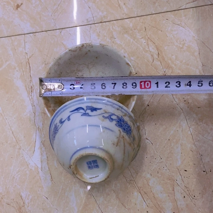 陶2个青花缠枝莲小碗景德镇