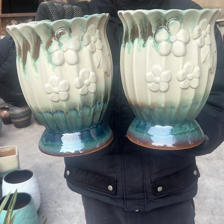 红陶精品复古绿两个口径18高度24