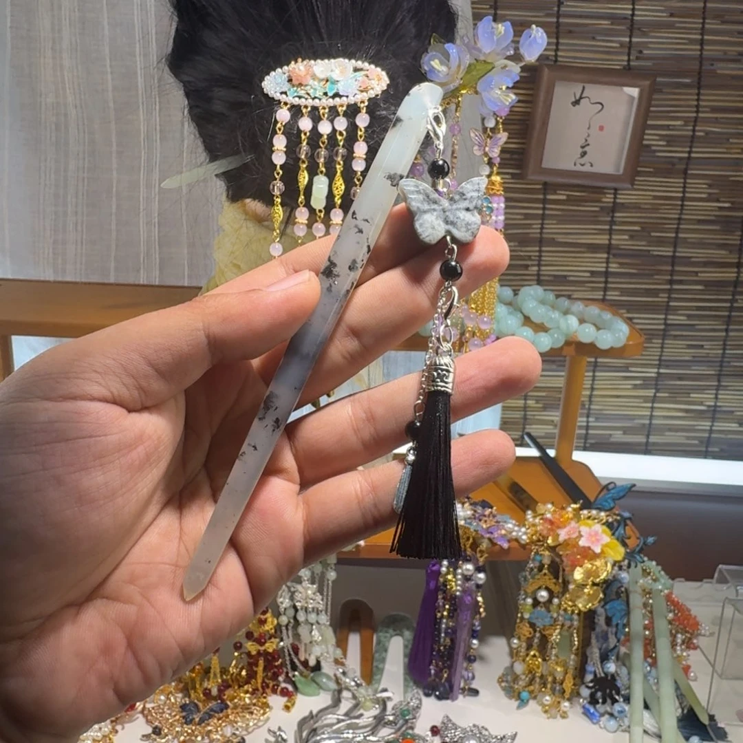 蛇纹石玉合金发饰