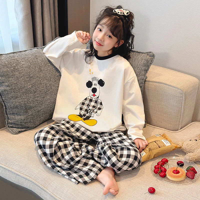 儿童卡通睡衣女童春秋季棉长袖可爱2025新款宽松可外穿家居服套装