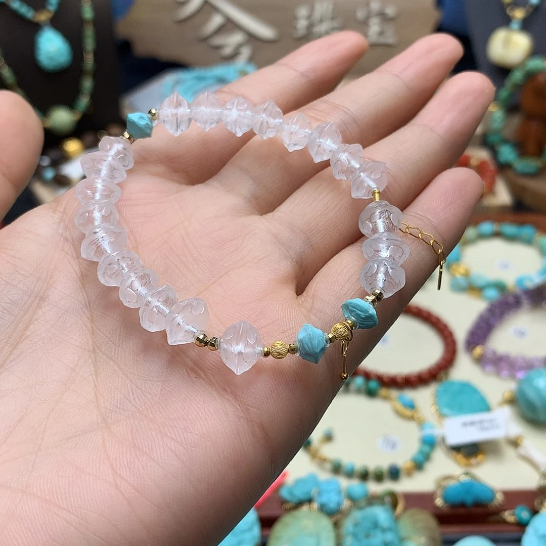 水晶手链18K金镶嵌费**姐