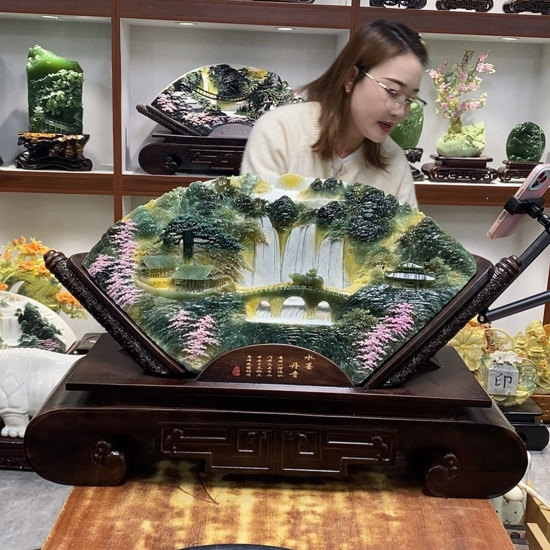 顺***水玉山水摆件 玄关摆件