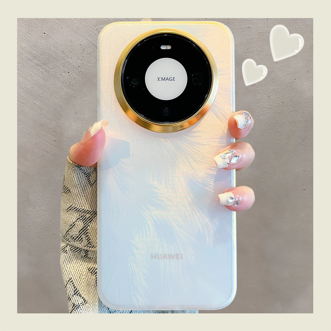 适用华为mate80promax新款手机壳高级感渐变羽毛镭射mate70pro磨