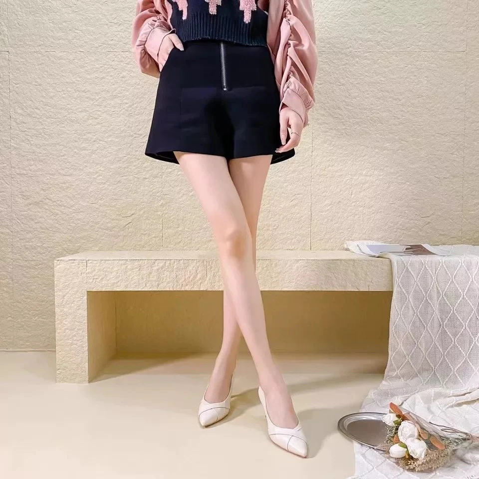 女鞋短裤时尚休闲百搭粗跟高跟尖头2203-39
