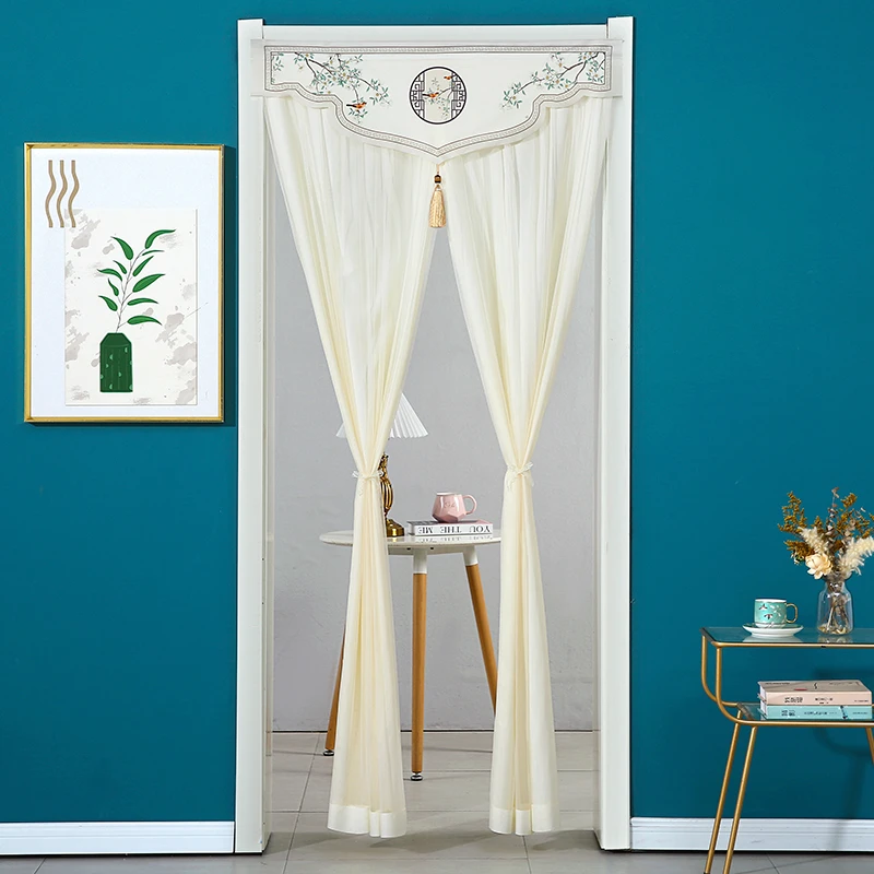 双层防蚊门帘双层蕾丝不透人帘子隐私纱帘卧室家用免打孔隔断帘魔