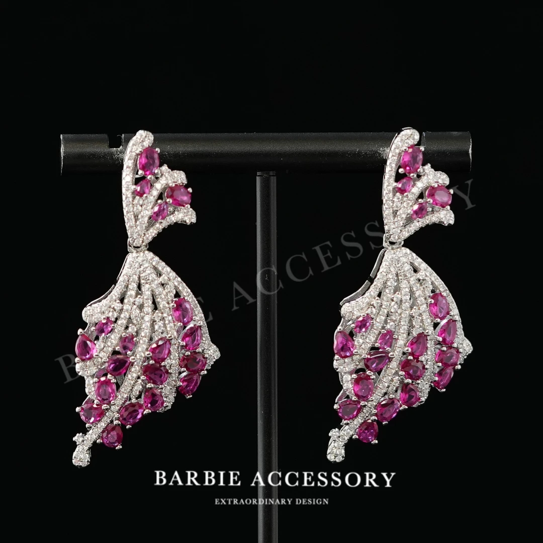 铜合金合成锆石耳饰 【玫星鱼戏】复古法式设计款高级绝美百搭耳环