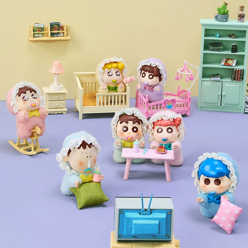 名创优品miniso蜡笔小新baby系列搪胶毛绒盲盒挂件摆件