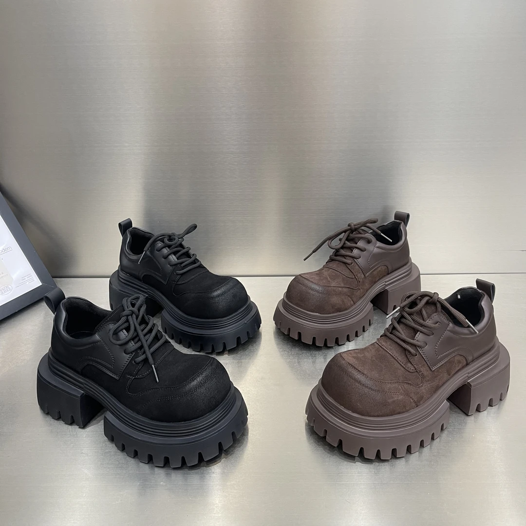 【7厘米】复古港风擦色系带秋季防磨乐福鞋休闲鞋厚底