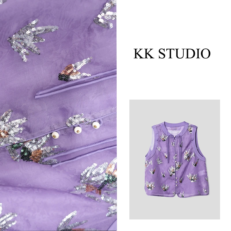 淇老板KK studio早春国风时尚宽松复古休闲百搭设计感马甲8804