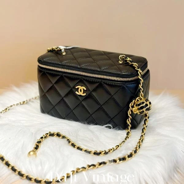 大吉中古/Chanel香奈儿黑金核桃金球长盒子斜挎包